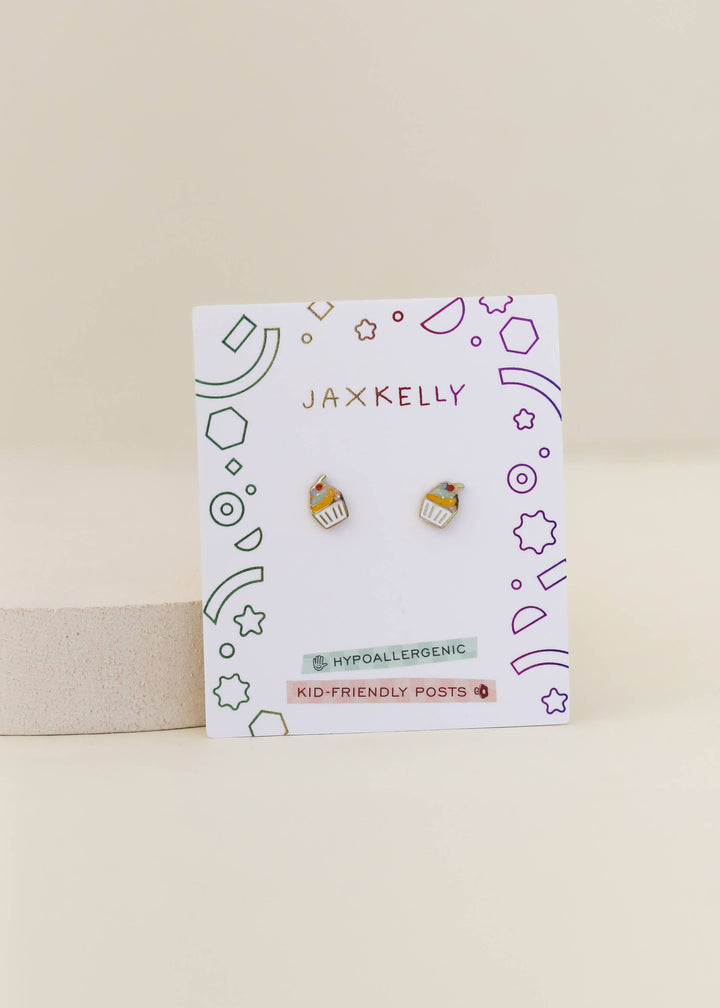 JaxKelly Fashion Cupcake Enamel Flat Back Kids Earrings