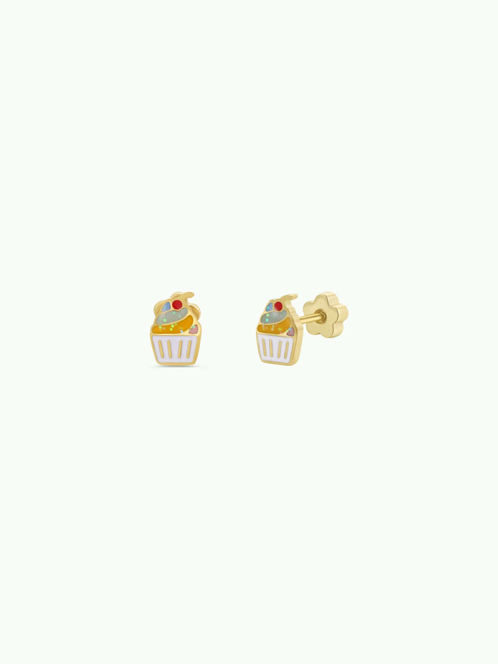 JaxKelly Fashion Cupcake Enamel Flat Back Kids Earrings