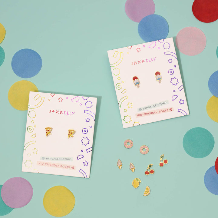 JaxKelly Fashion Donut Enamel Flat Back Kids Earrings
