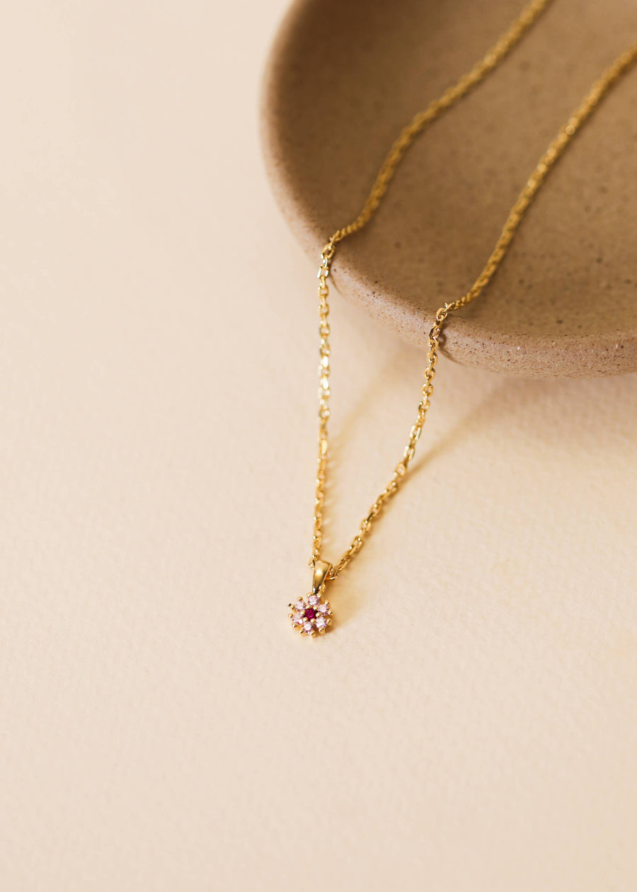 JaxKelly Fashion Flower Pendant Necklace - Multi Colored - 18k Gold Plating