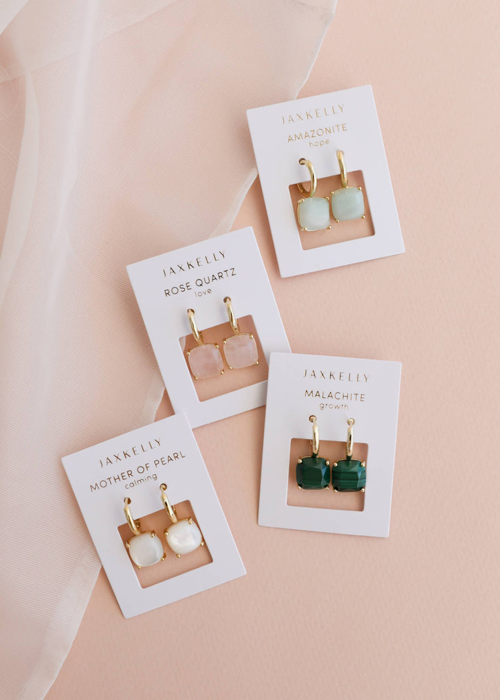 JaxKelly Fashion Gemstone Mini Drop - Malachite