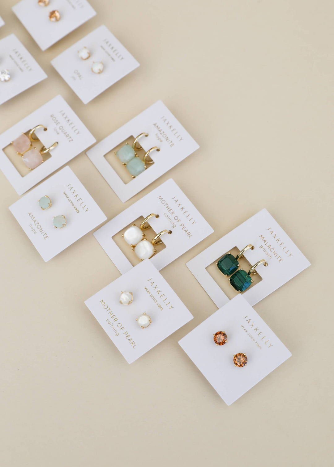 JaxKelly Fashion Gemstone Mini Drop - Malachite