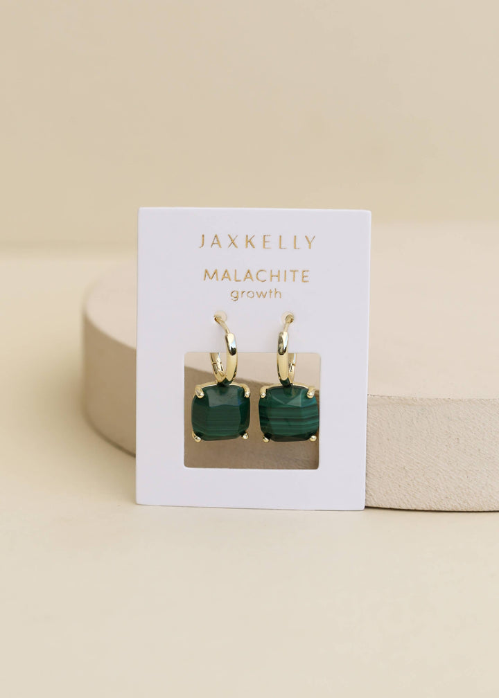 JaxKelly Fashion Gemstone Mini Drop - Malachite