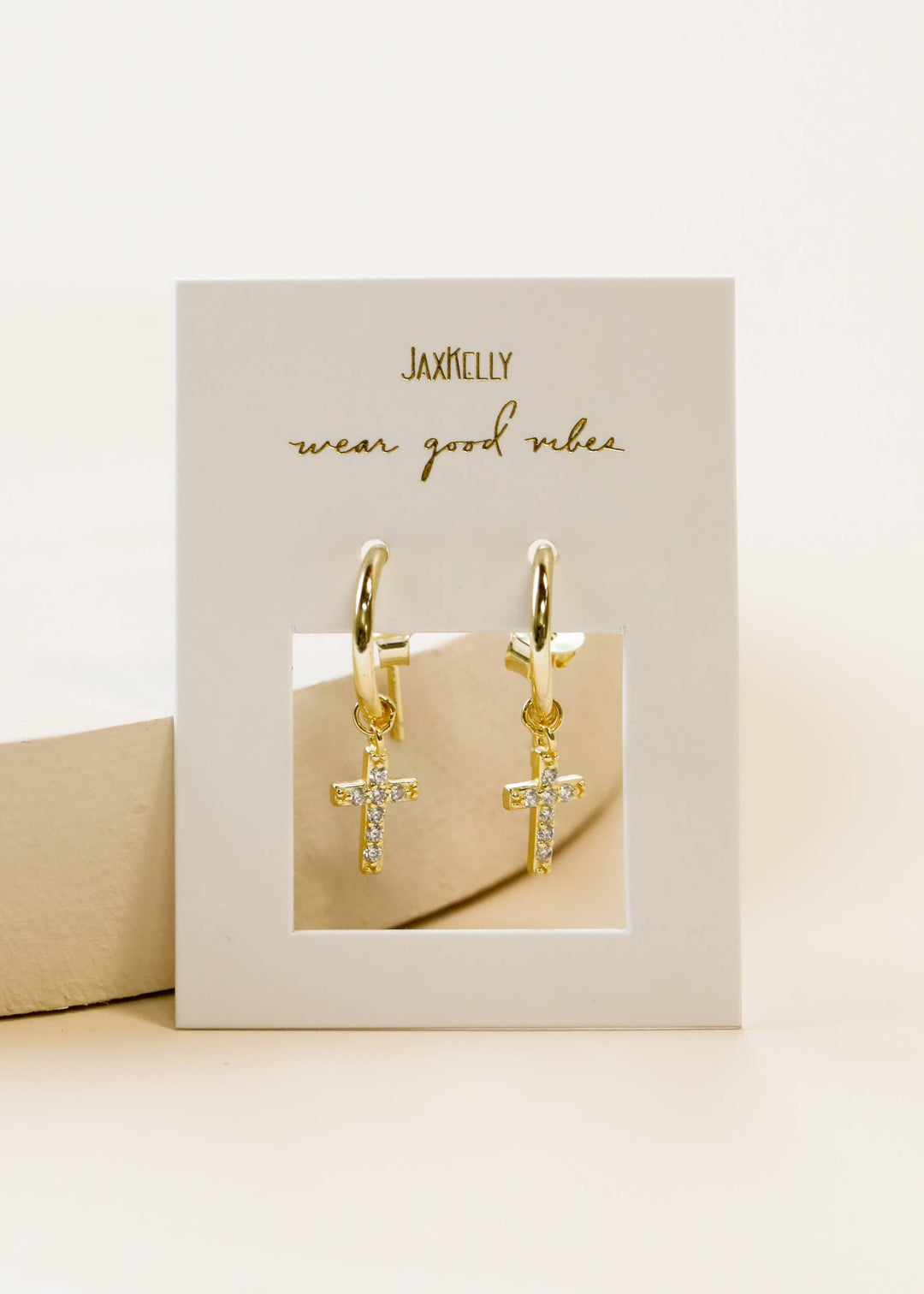 JaxKelly Fashion Gold Hoop - Cross - Gold Earrings