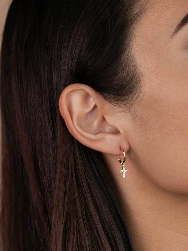 JaxKelly Fashion Gold Hoop - Cross - Gold Earrings