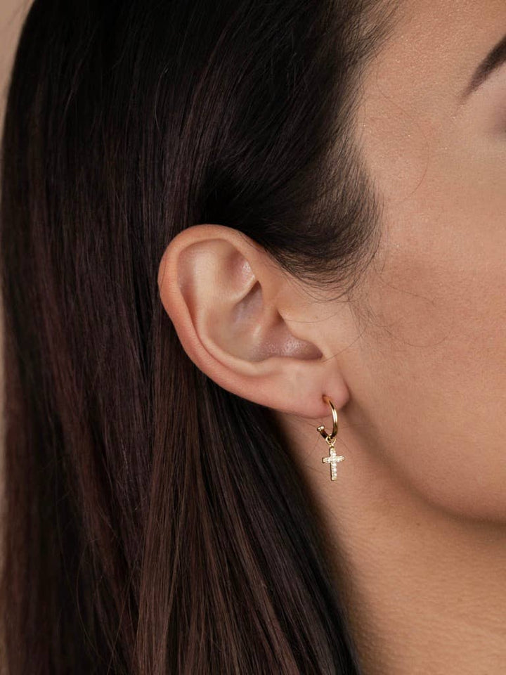 JaxKelly Fashion Gold Hoop - Cross - Gold Earrings