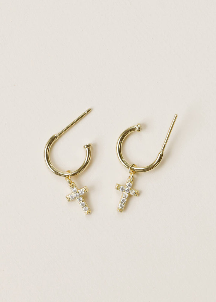 JaxKelly Fashion Gold Hoop - Cross - Gold Earrings