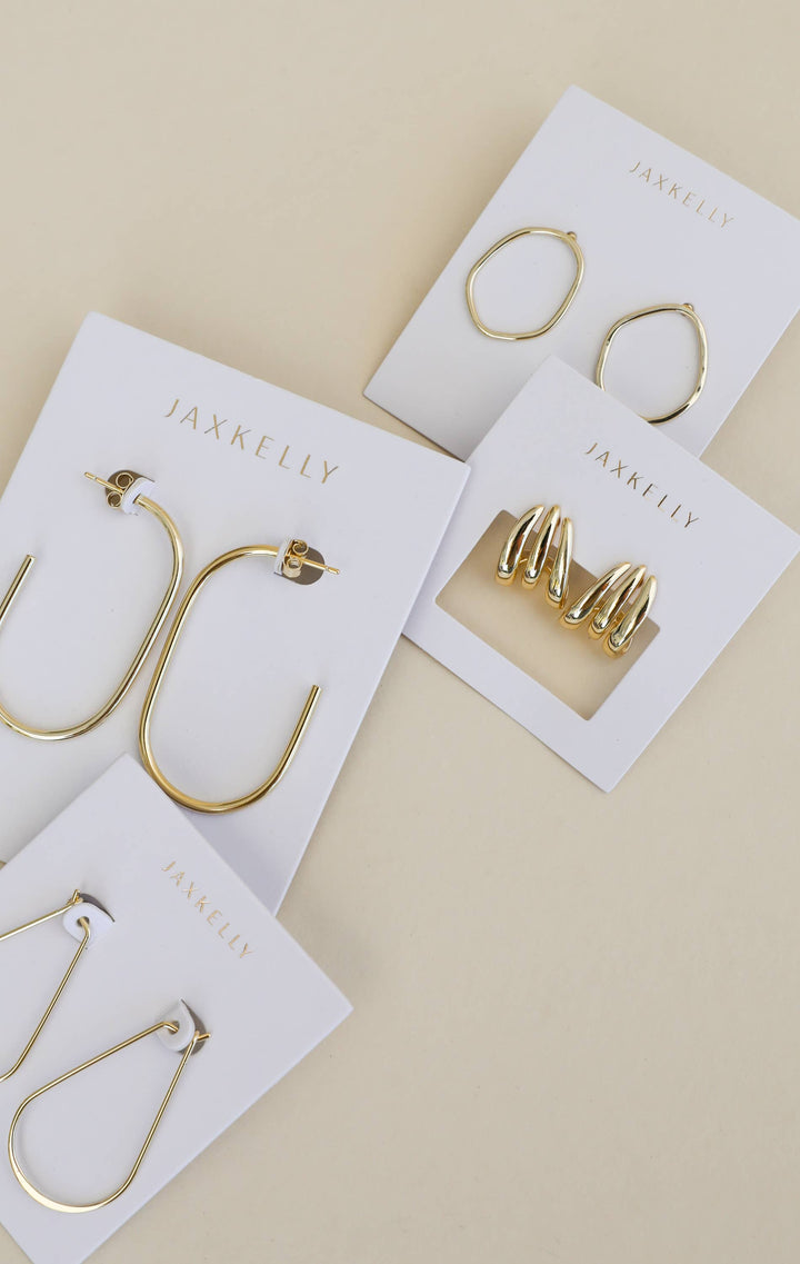 JaxKelly Fashion Gold Three Hoop Huggie - Earring