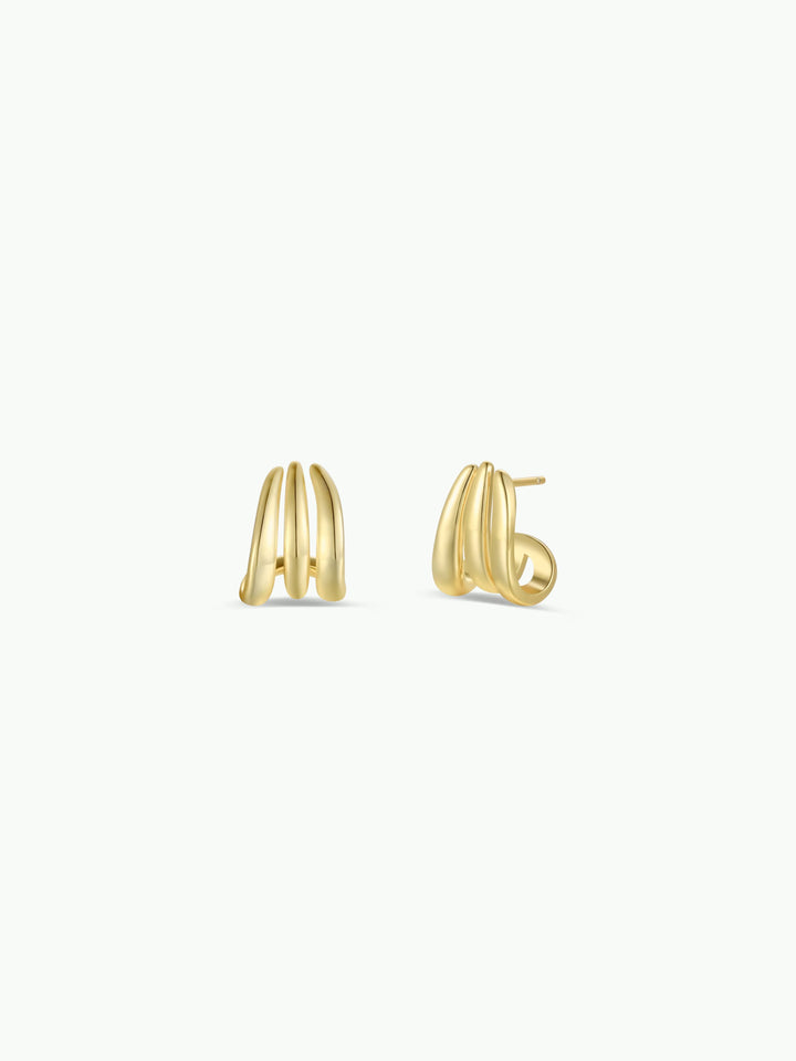 JaxKelly Fashion Gold Three Hoop Huggie - Earring