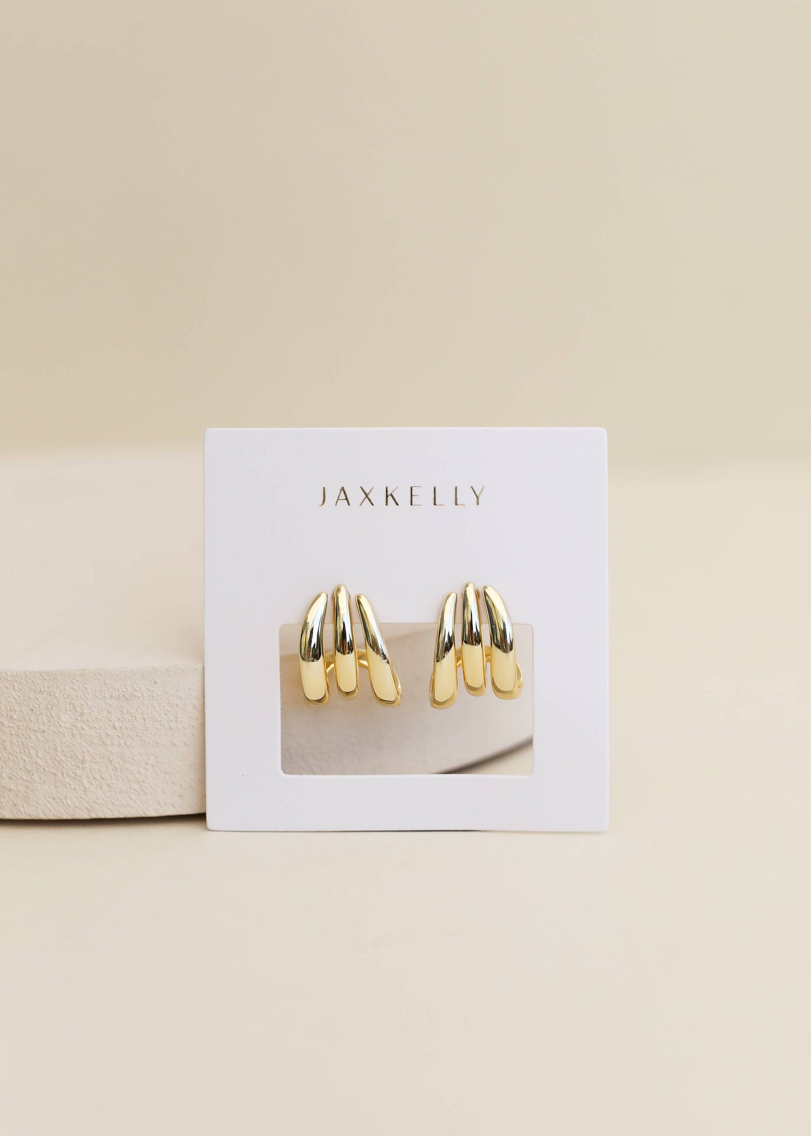 JaxKelly Fashion Gold Three Hoop Huggie - Earring
