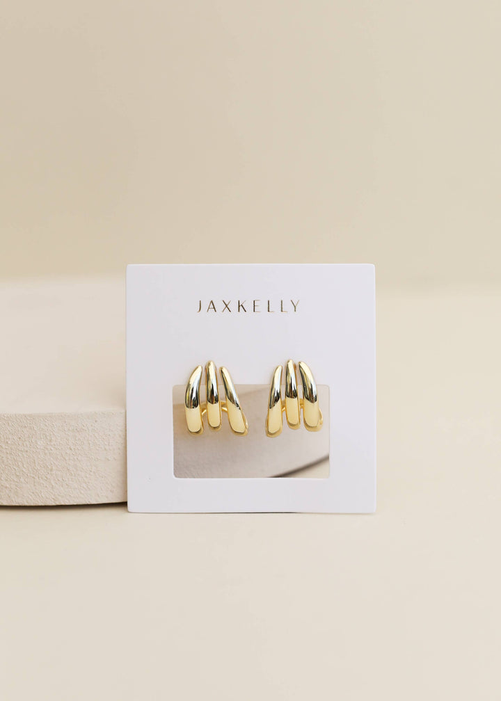 JaxKelly Fashion Gold Three Hoop Huggie - Earring