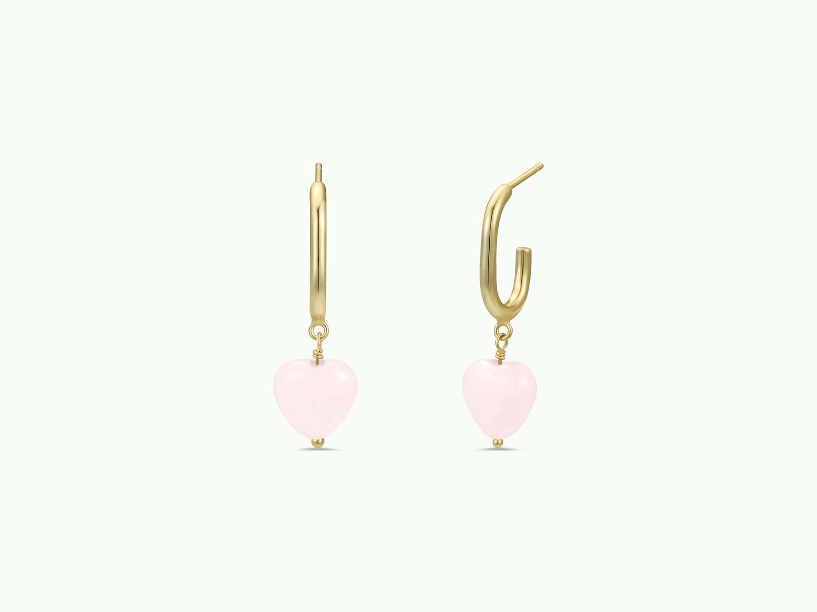 JaxKelly Fashion Heart Drop -Rose Quartz - Gold Earrings