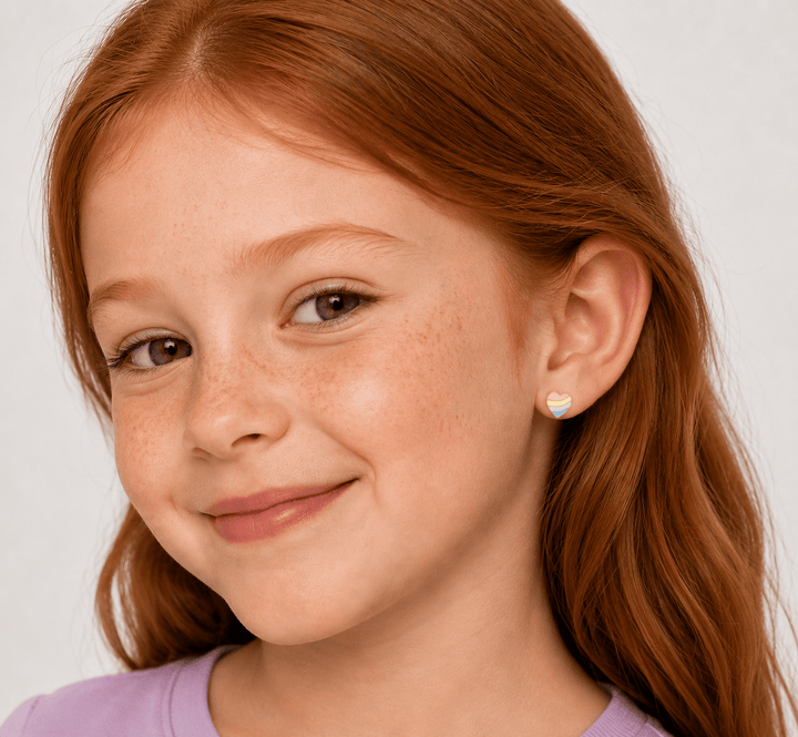 JaxKelly Fashion Heart Enamel Flat Back Kids Earrings