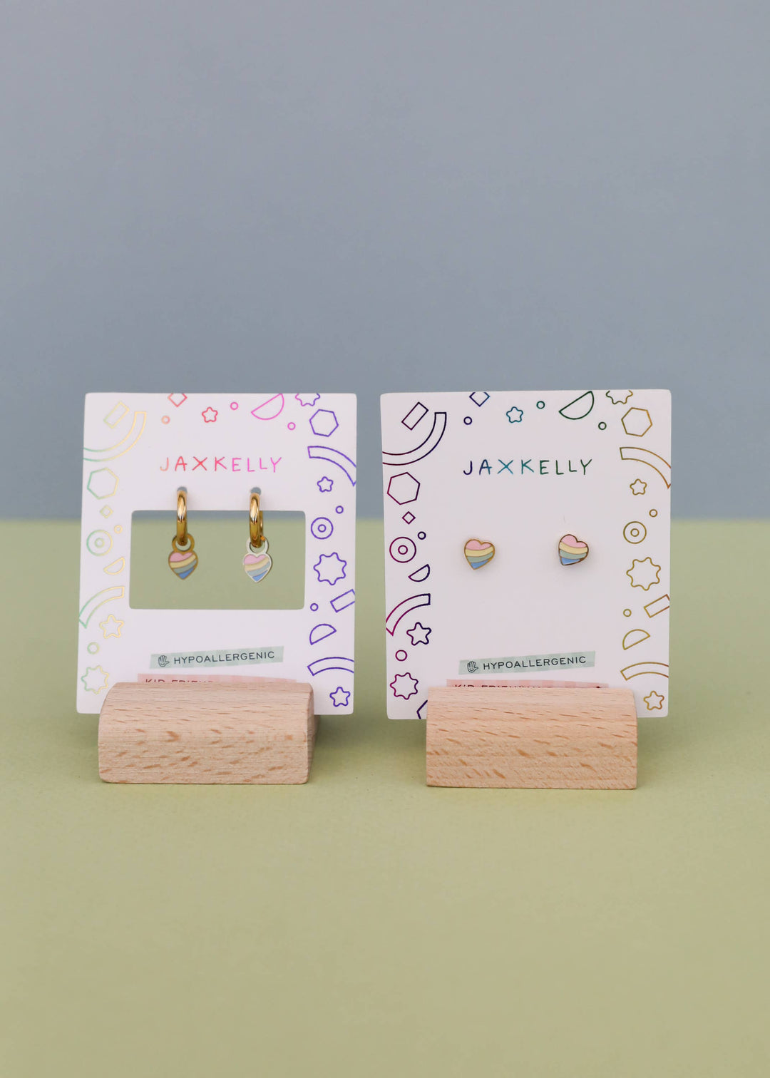 JaxKelly Fashion Heart Enamel Flat Back Kids Earrings