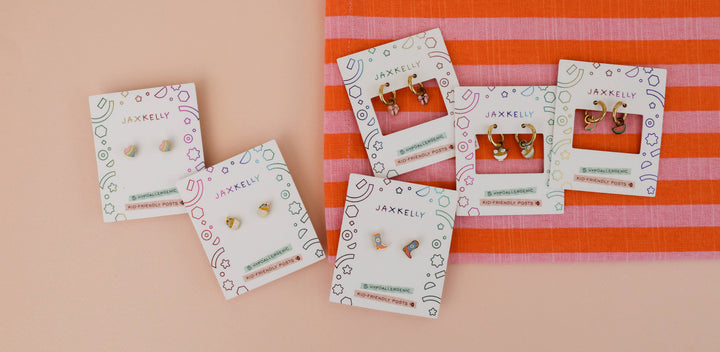 JaxKelly Fashion Heart Enamel Flat Back Kids Earrings