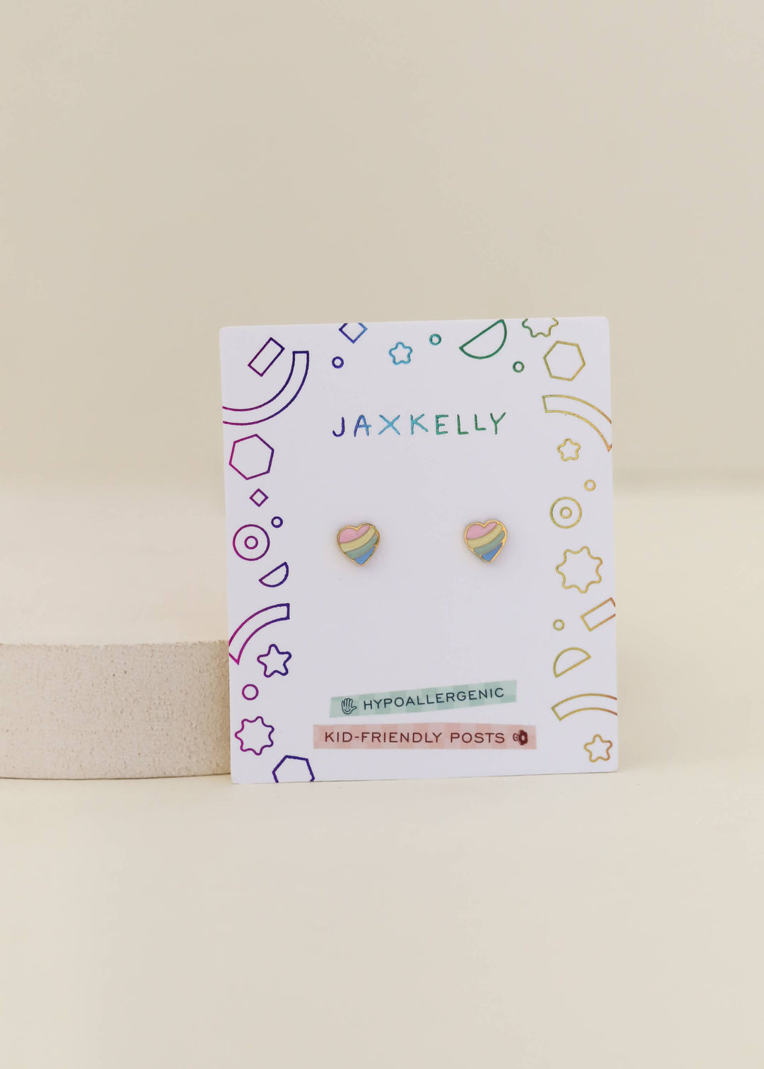 JaxKelly Fashion Heart Enamel Flat Back Kids Earrings