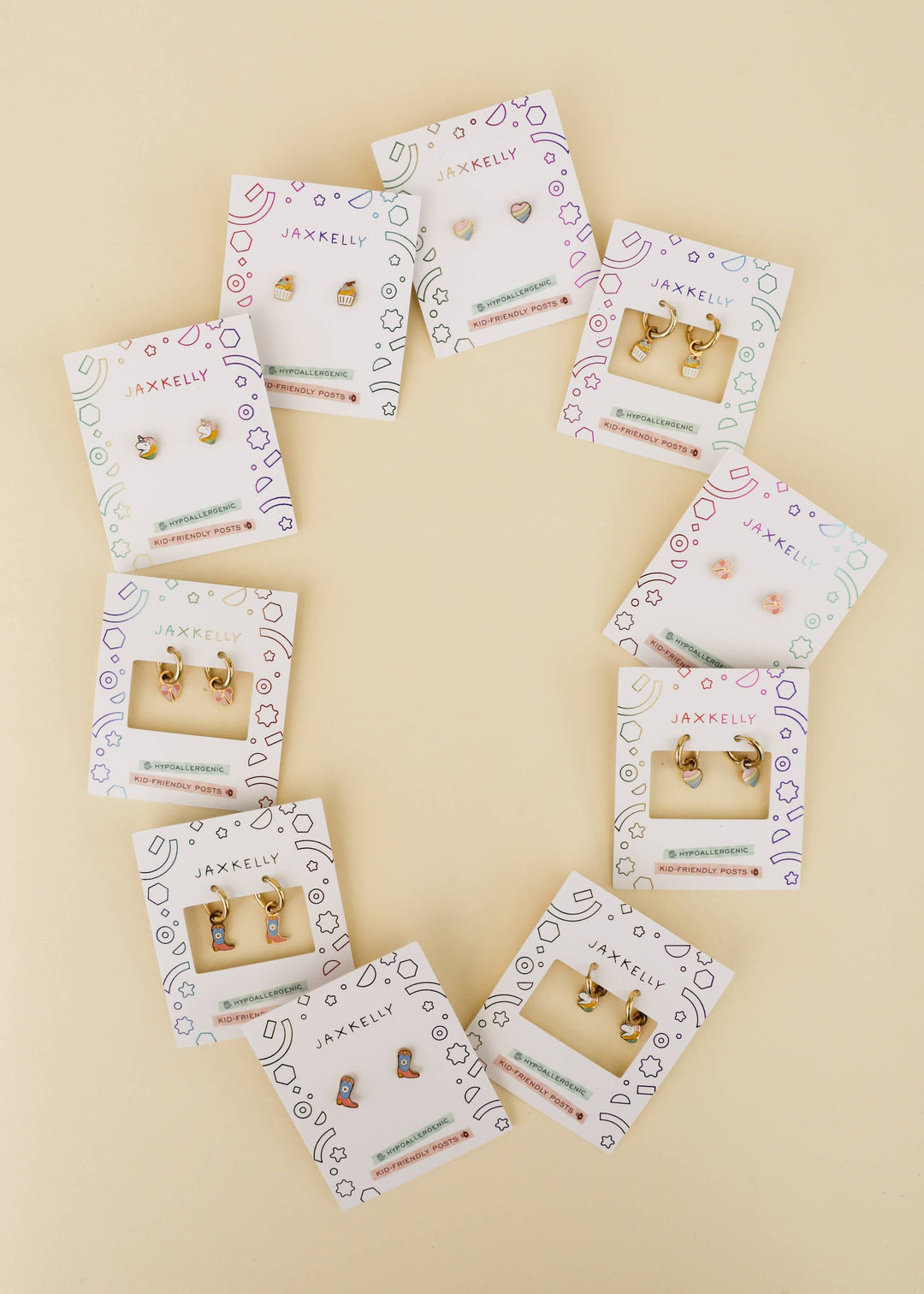 JaxKelly Fashion Heart Enamel Flat Back Kids Earrings