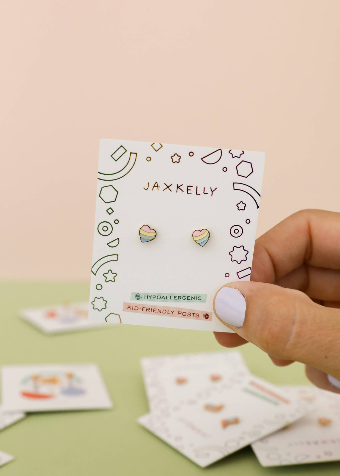 JaxKelly Fashion Heart Enamel Flat Back Kids Earrings