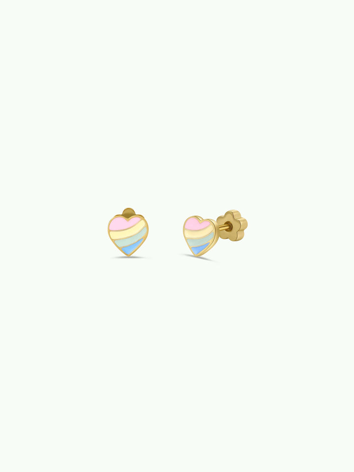 JaxKelly Fashion Heart Enamel Flat Back Kids Earrings