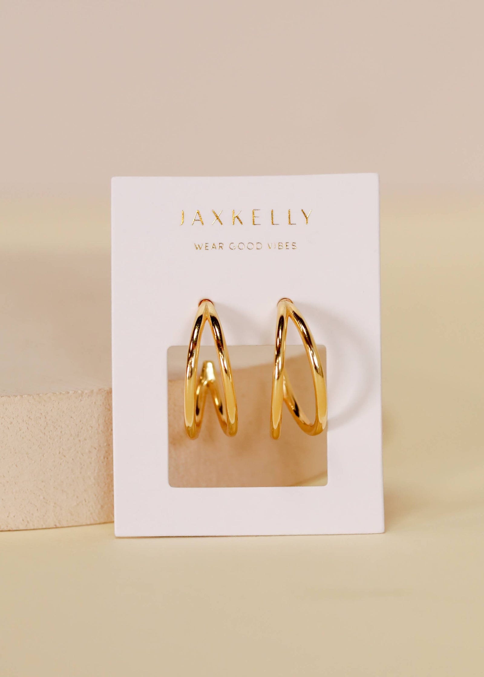 JaxKelly Fashion Illusion Double Hoop - Gold Earrings