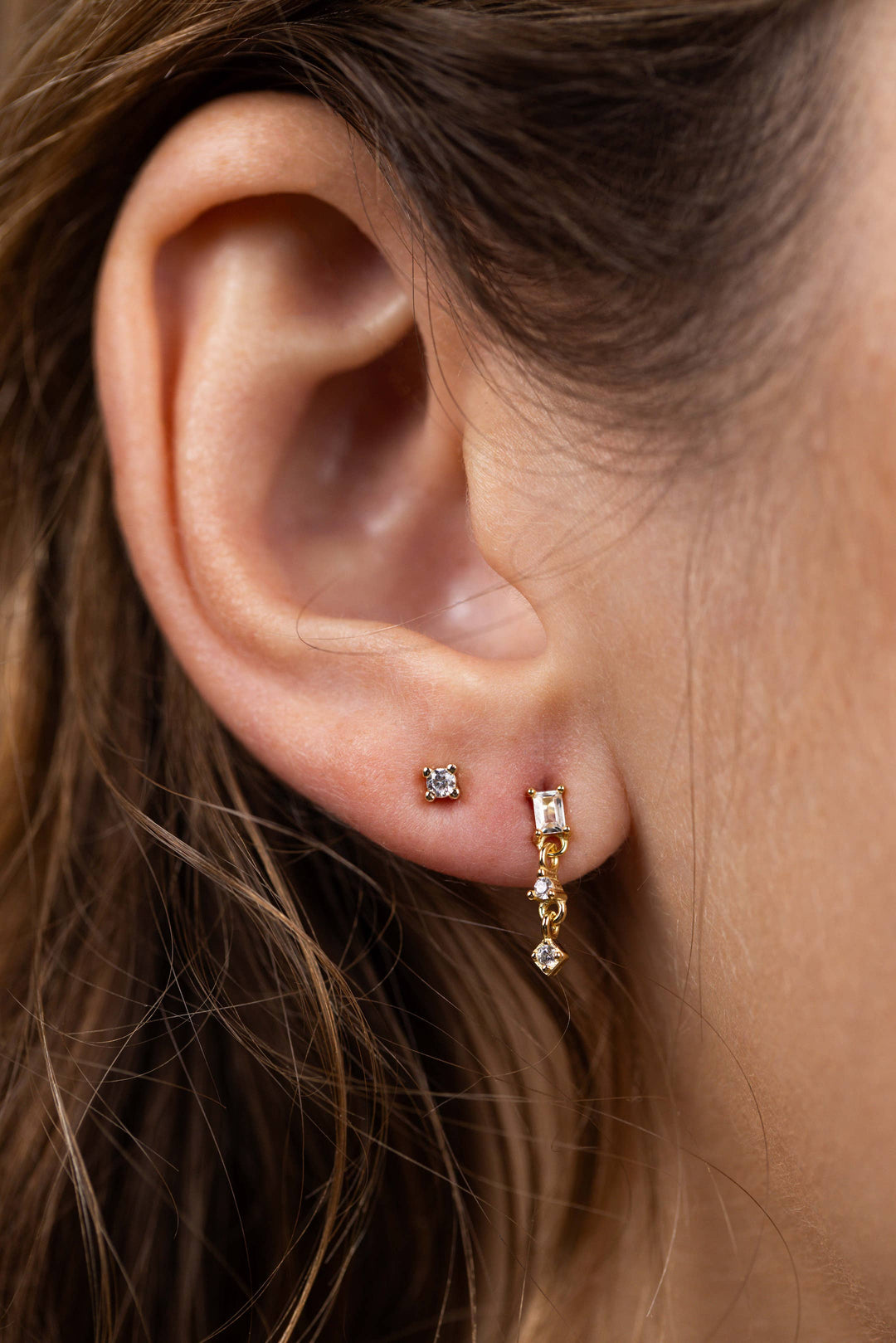 JaxKelly Fashion Mini Baguette Drop Earrings - White