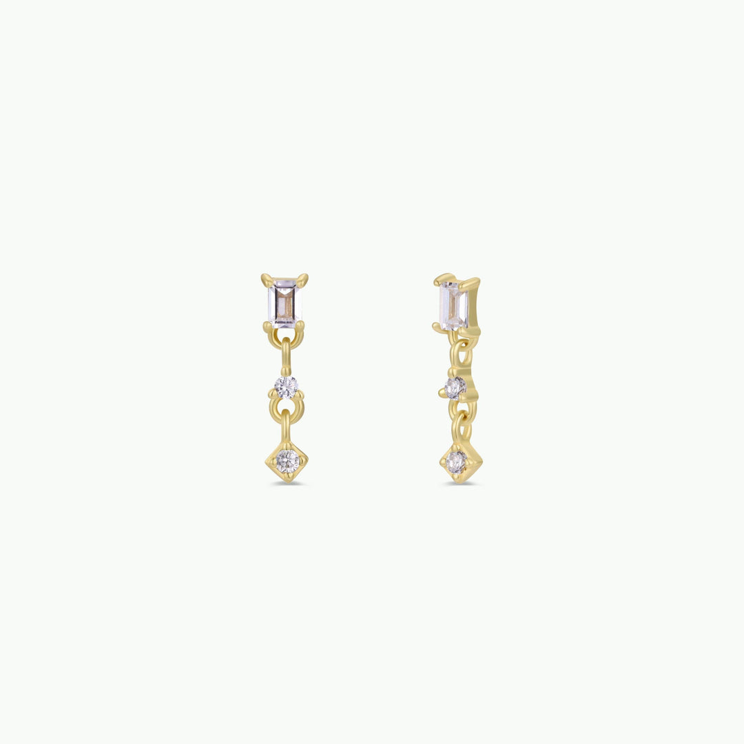 JaxKelly Fashion Mini Baguette Drop Earrings - White