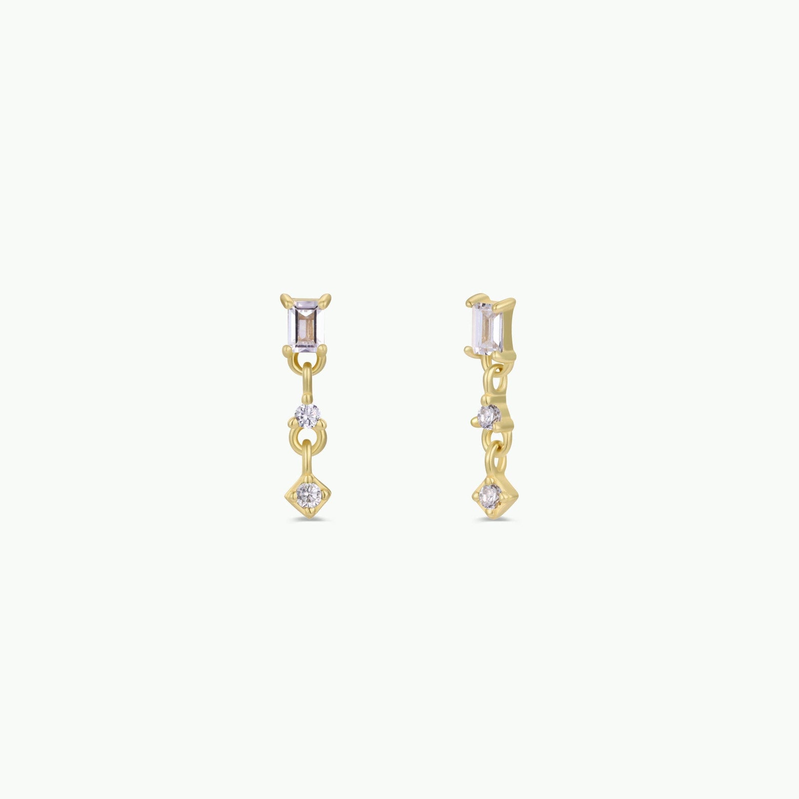JaxKelly Fashion Mini Baguette Drop Earrings - White