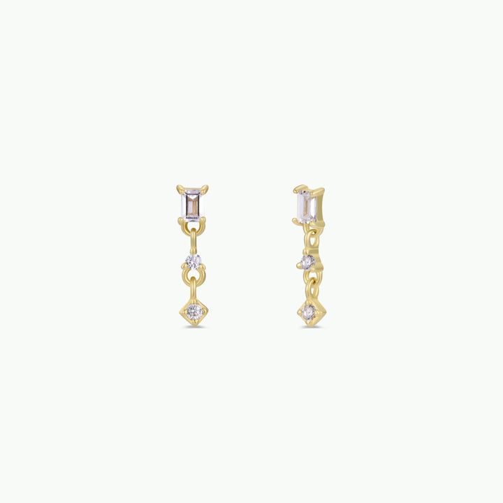 JaxKelly Fashion Mini Baguette Drop Earrings - White
