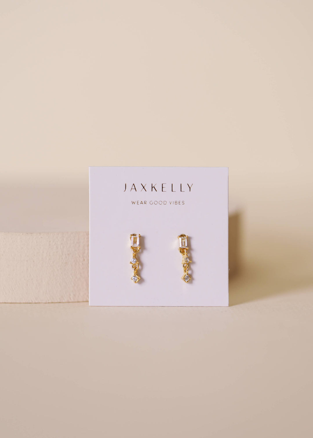 JaxKelly Fashion Mini Baguette Drop Earrings - White