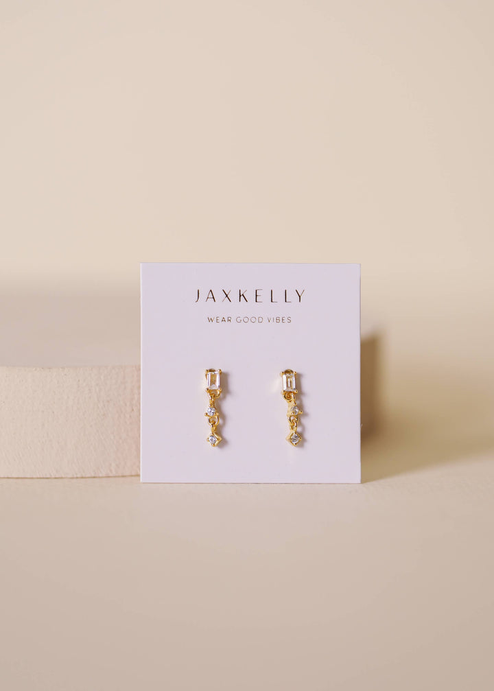 JaxKelly Fashion Mini Baguette Drop Earrings - White