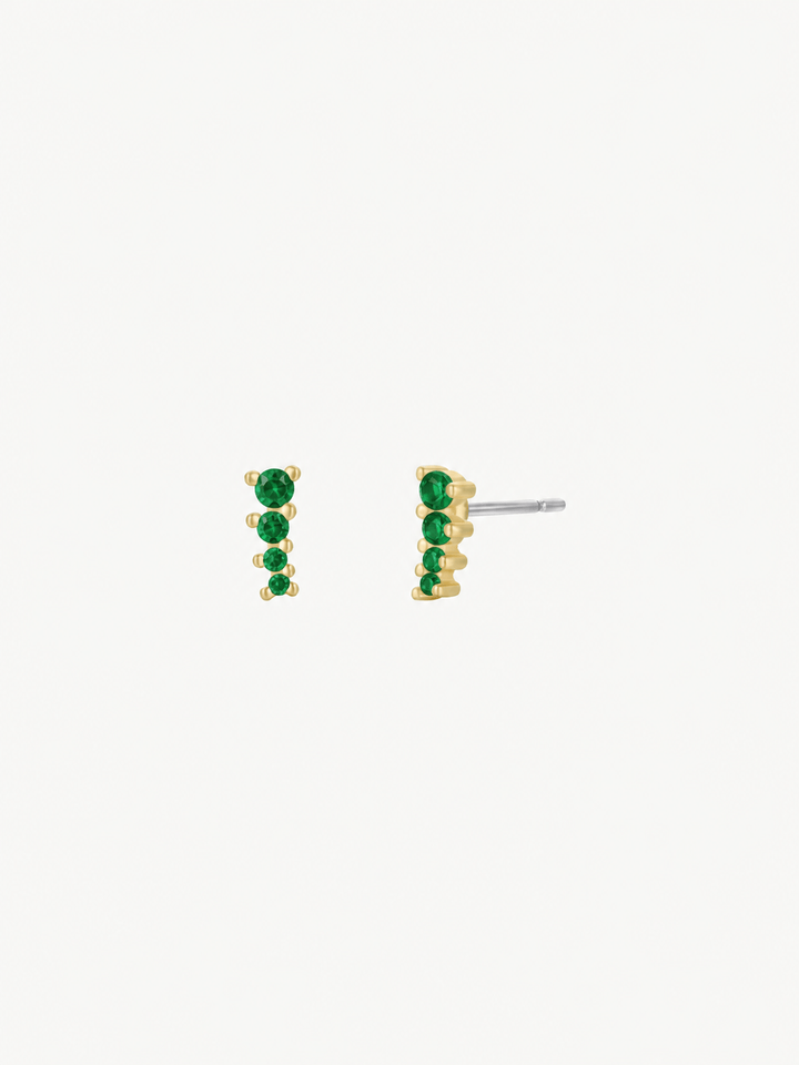 JaxKelly Fashion Mini Crawler - Emerald CZ - Gold Earrings