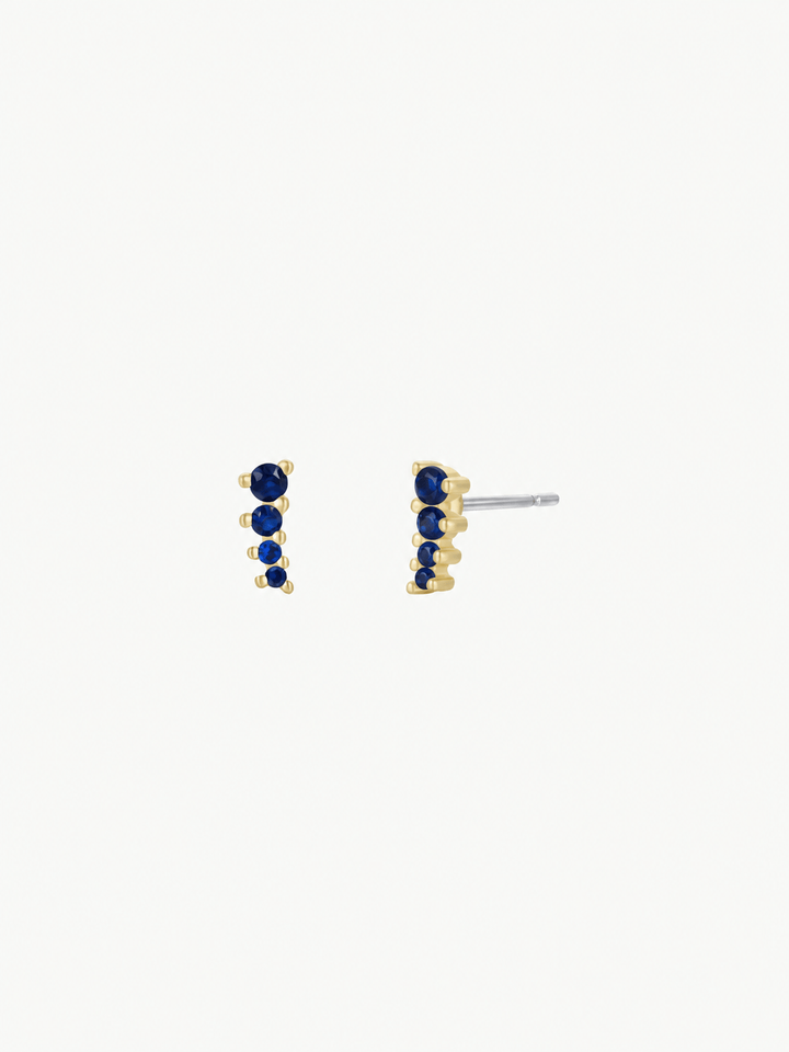 JaxKelly Fashion Mini Crawler - Sapphire CZ - Gold Earrings