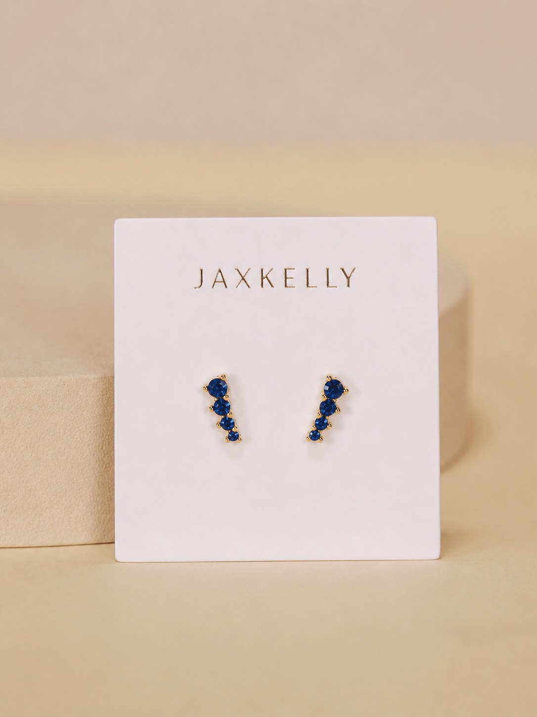 JaxKelly Fashion Mini Crawler - Sapphire CZ - Gold Earrings