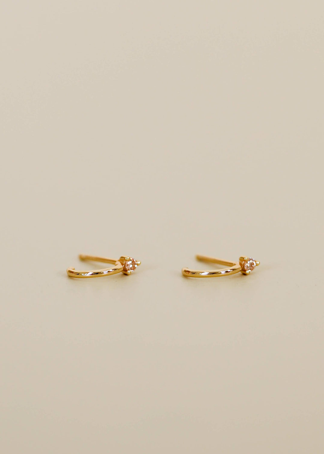 JaxKelly Fashion Open Mini Hoop - Champagne CZ - Gold Earrings