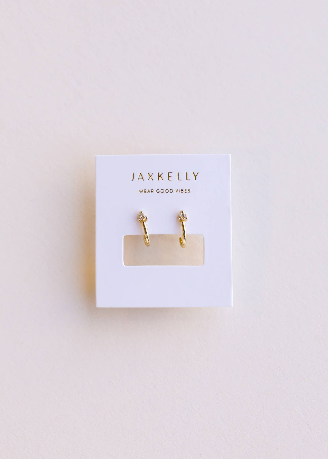 JaxKelly Fashion Open Mini Hoop - Champagne CZ - Gold Earrings