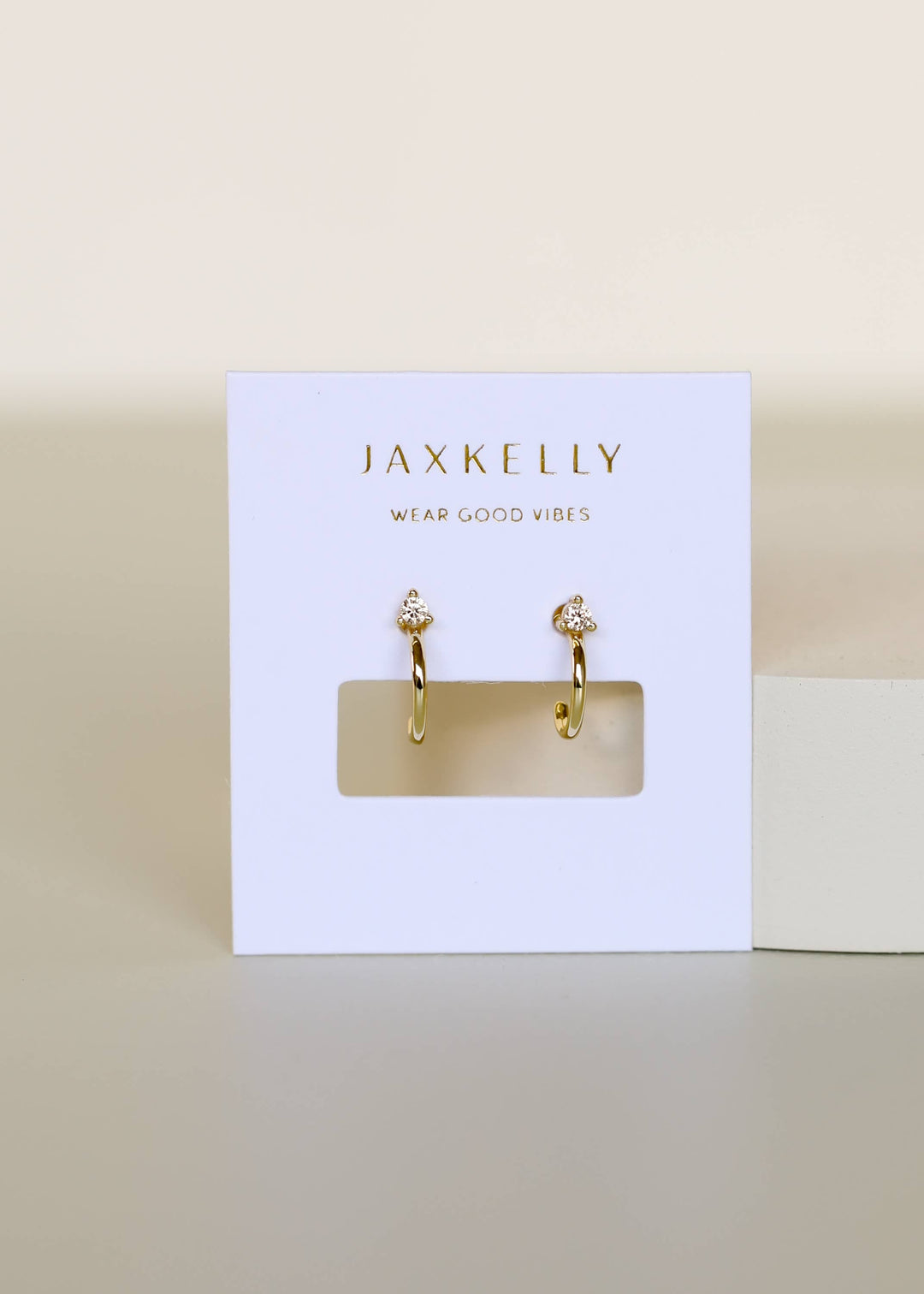 JaxKelly Fashion Open Mini Hoop - Champagne CZ - Gold Earrings