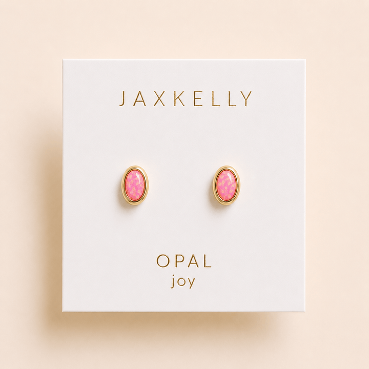 JaxKelly Fashion Oval Bezel - Pink Opal