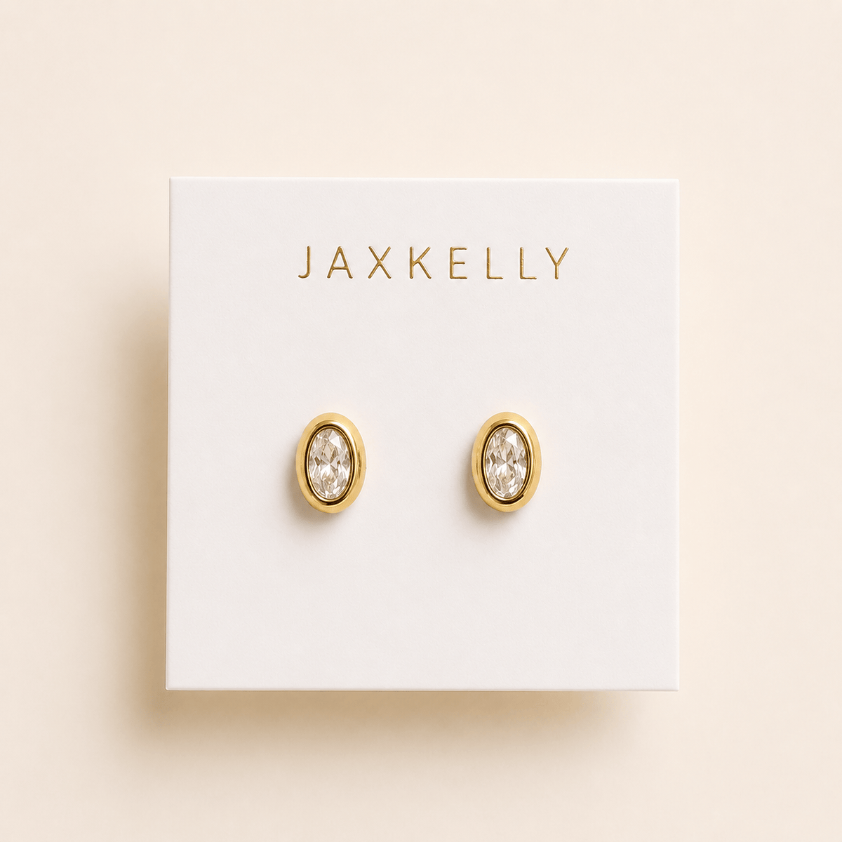 JaxKelly Fashion Oval Bezel - White CZ