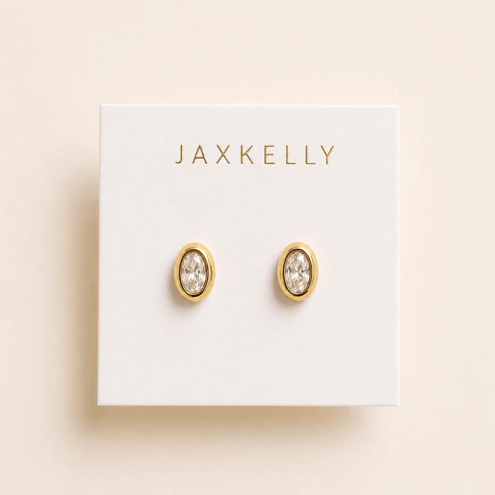 JaxKelly Fashion Oval Bezel - White CZ