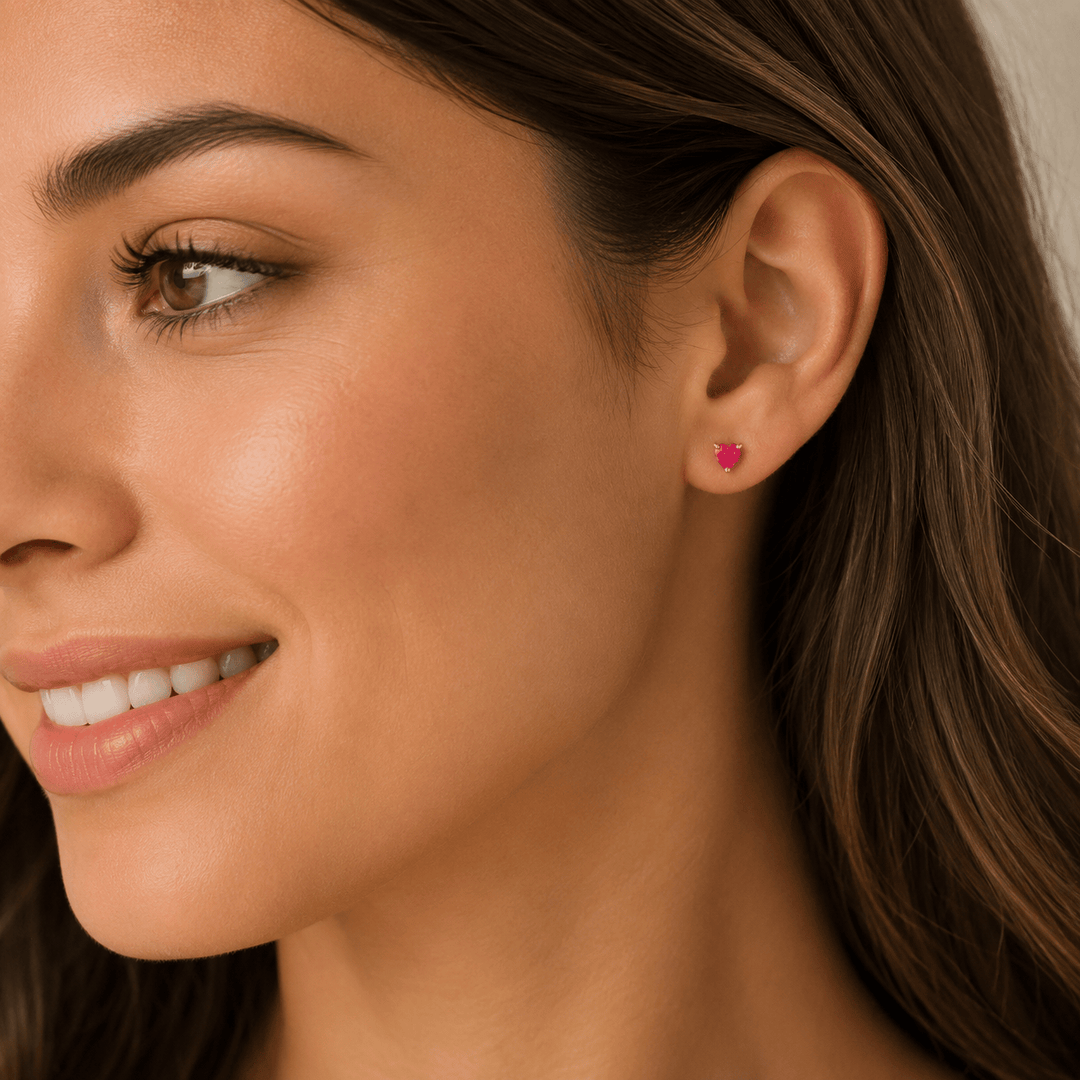 JaxKelly Fashion Puffed Pink Opal Heart Earrings