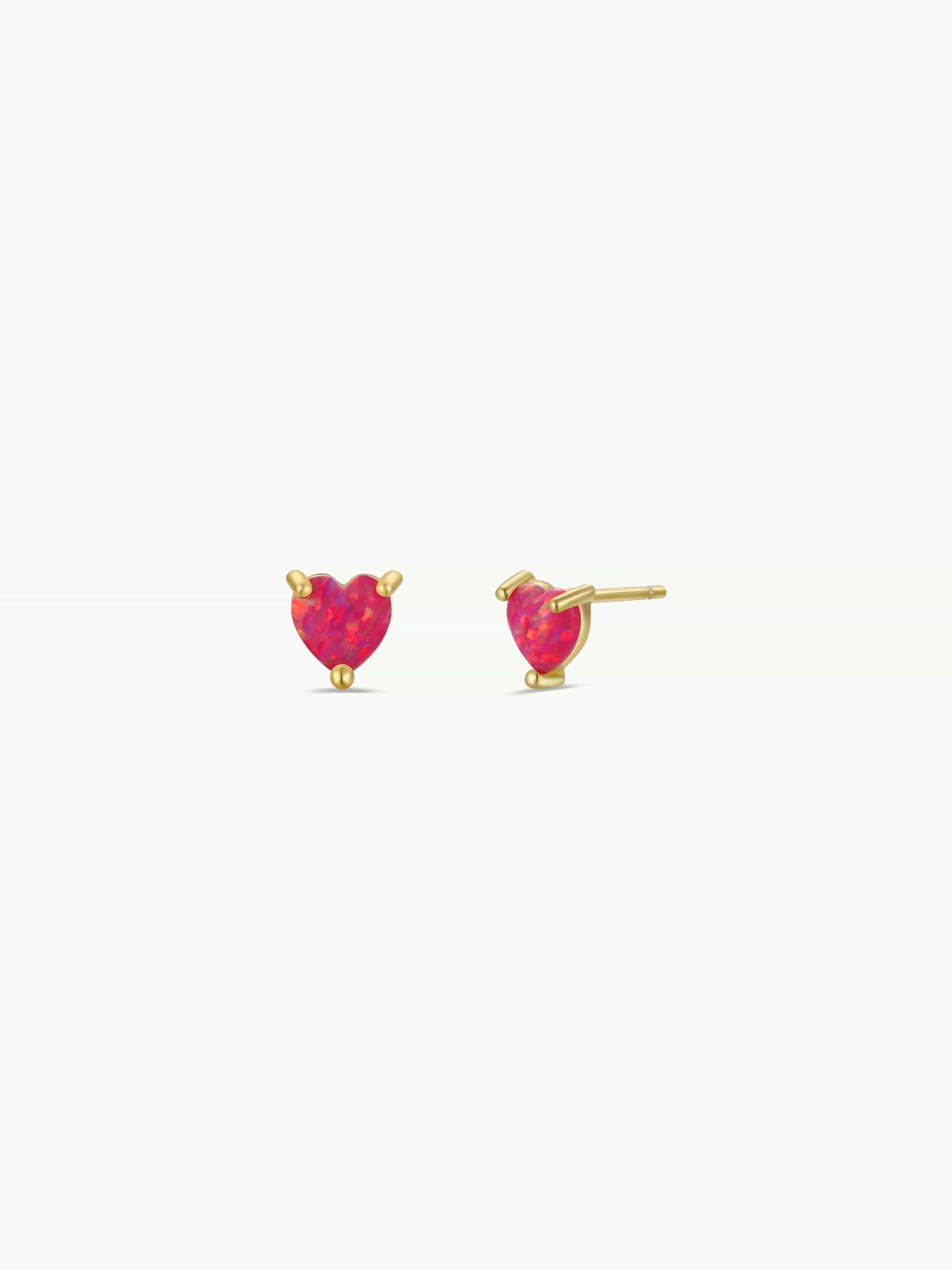 JaxKelly Fashion Puffed Pink Opal Heart Earrings