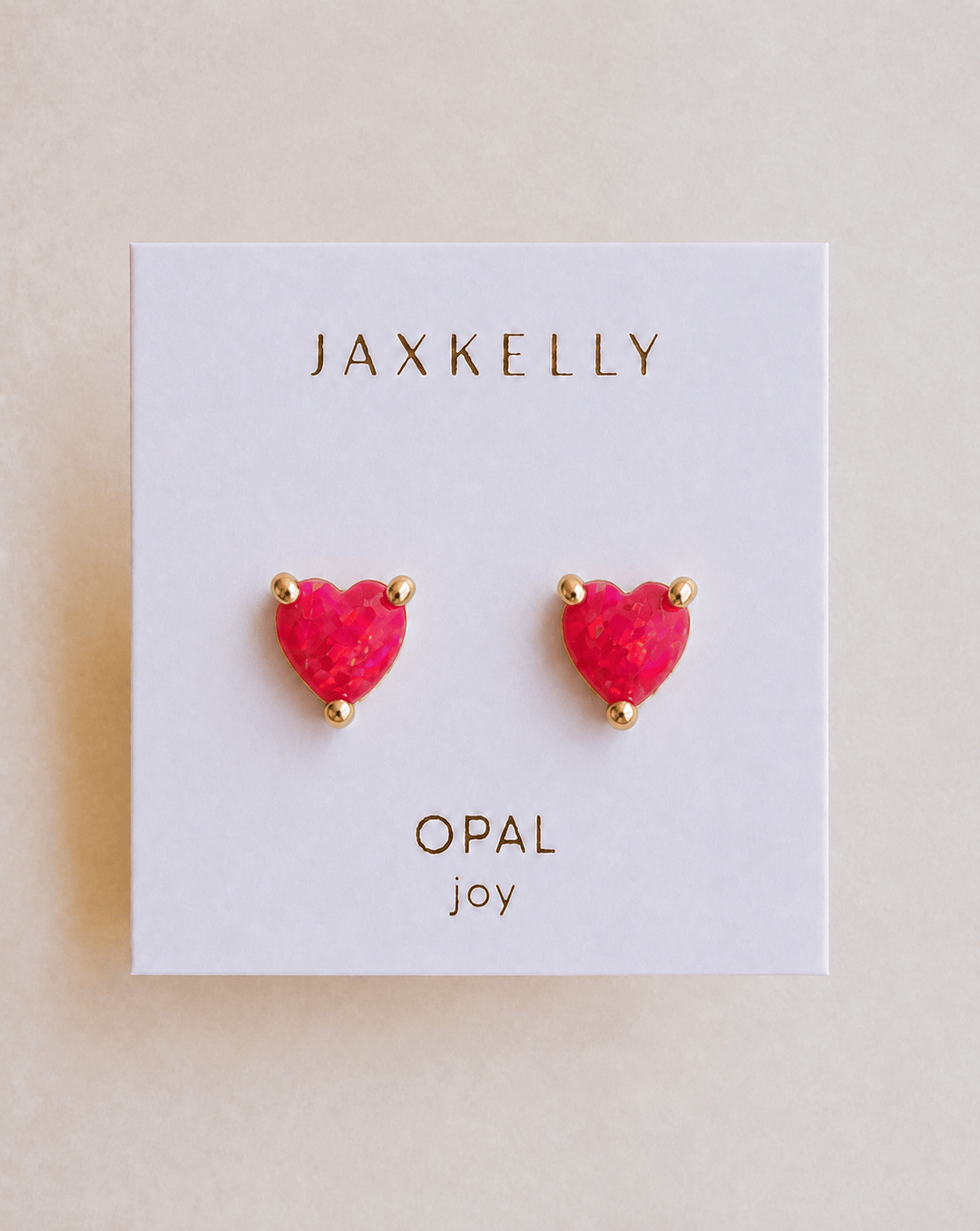 JaxKelly Fashion Puffed Pink Opal Heart Earrings