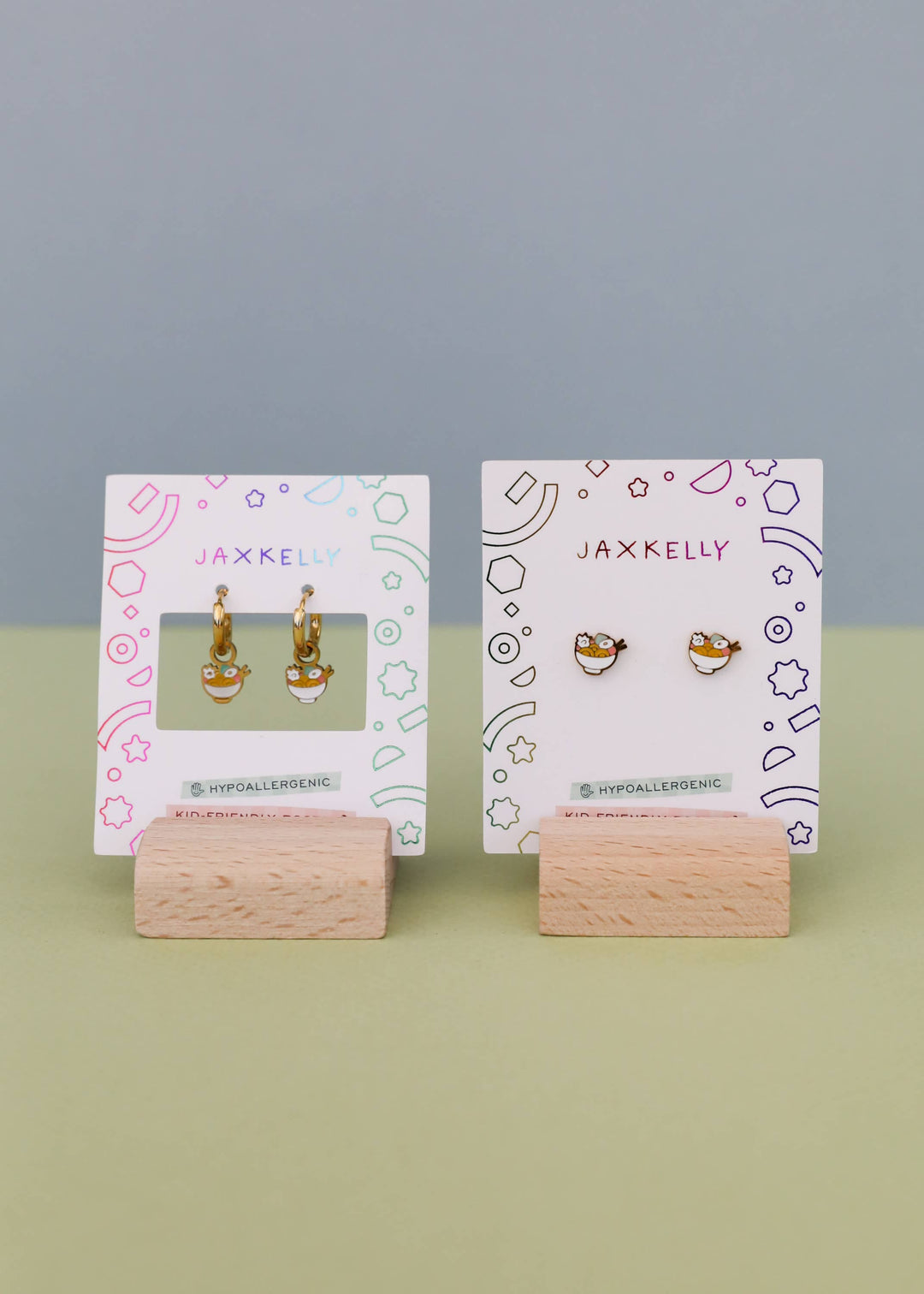 JaxKelly Fashion Ramen Enamel Flat Back Kids Earrings