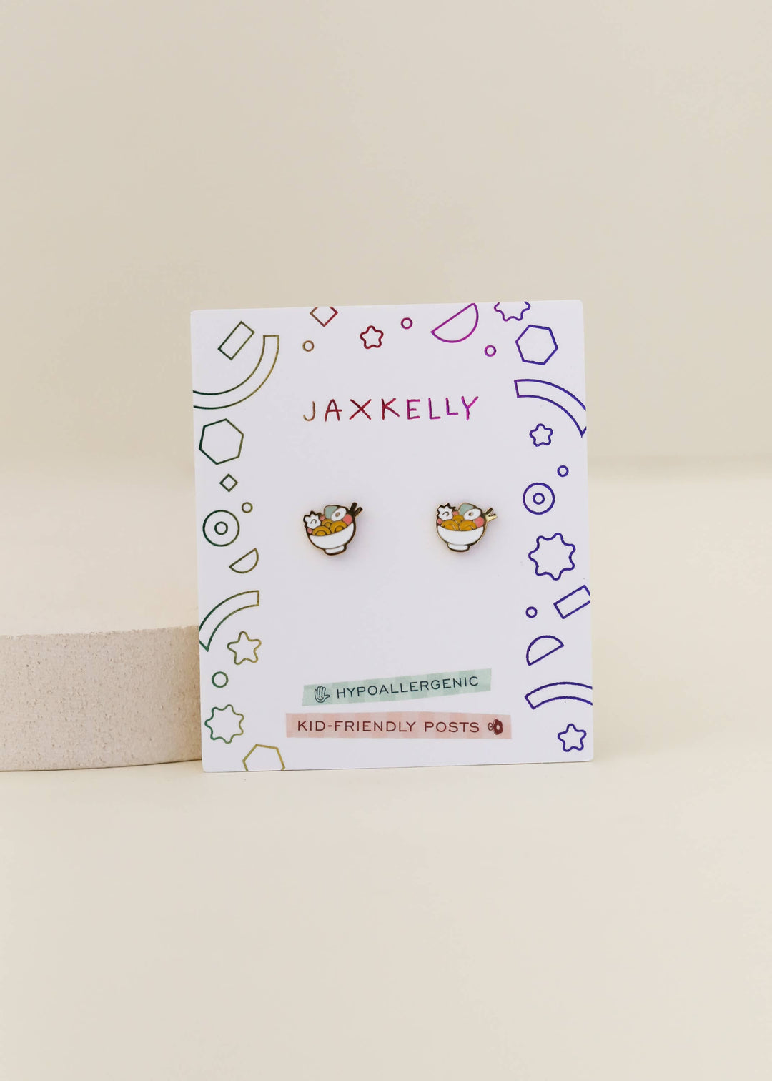 JaxKelly Fashion Ramen Enamel Flat Back Kids Earrings