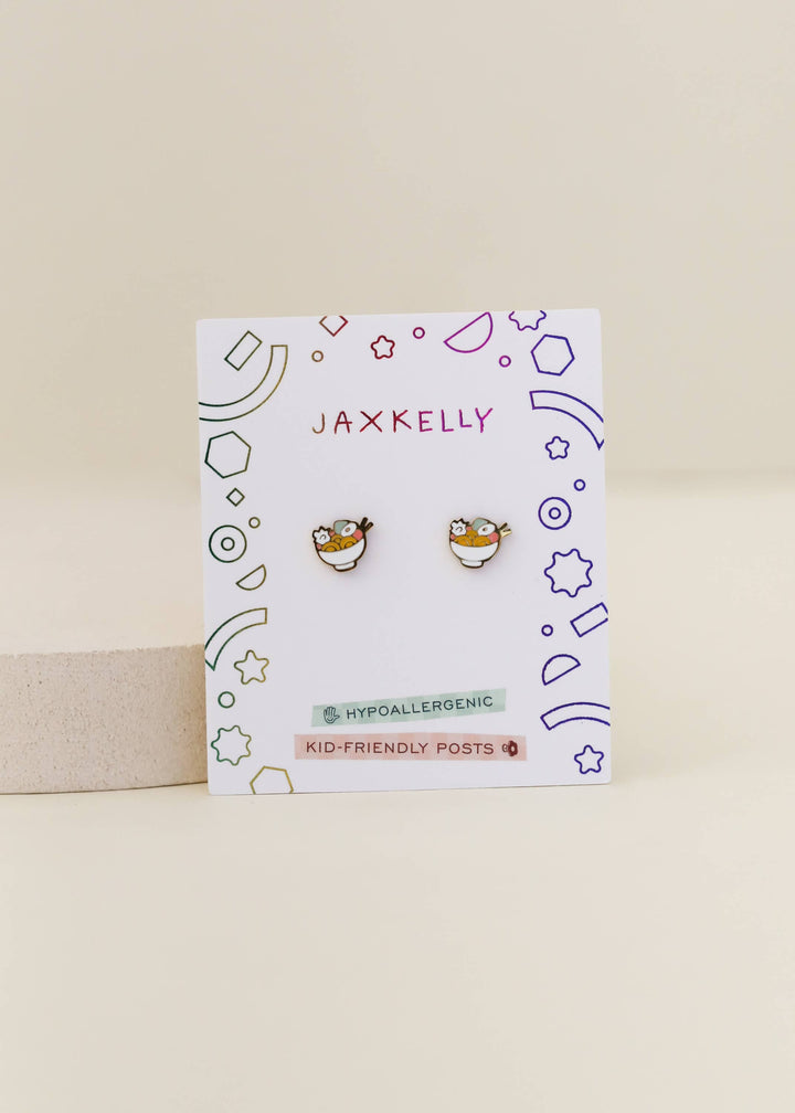 JaxKelly Fashion Ramen Enamel Flat Back Kids Earrings