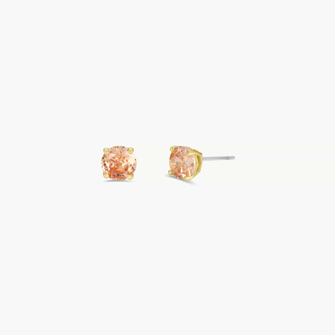 JaxKelly Fashion Round CZ - Champagne - Gold Earrings