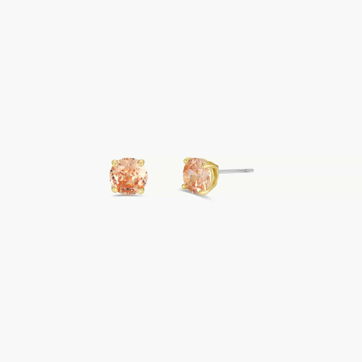 JaxKelly Fashion Round CZ - Champagne - Gold Earrings