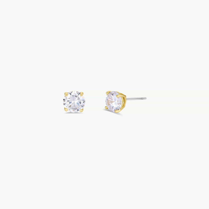 JaxKelly Fashion Round CZ - Clear - Gold Earrings