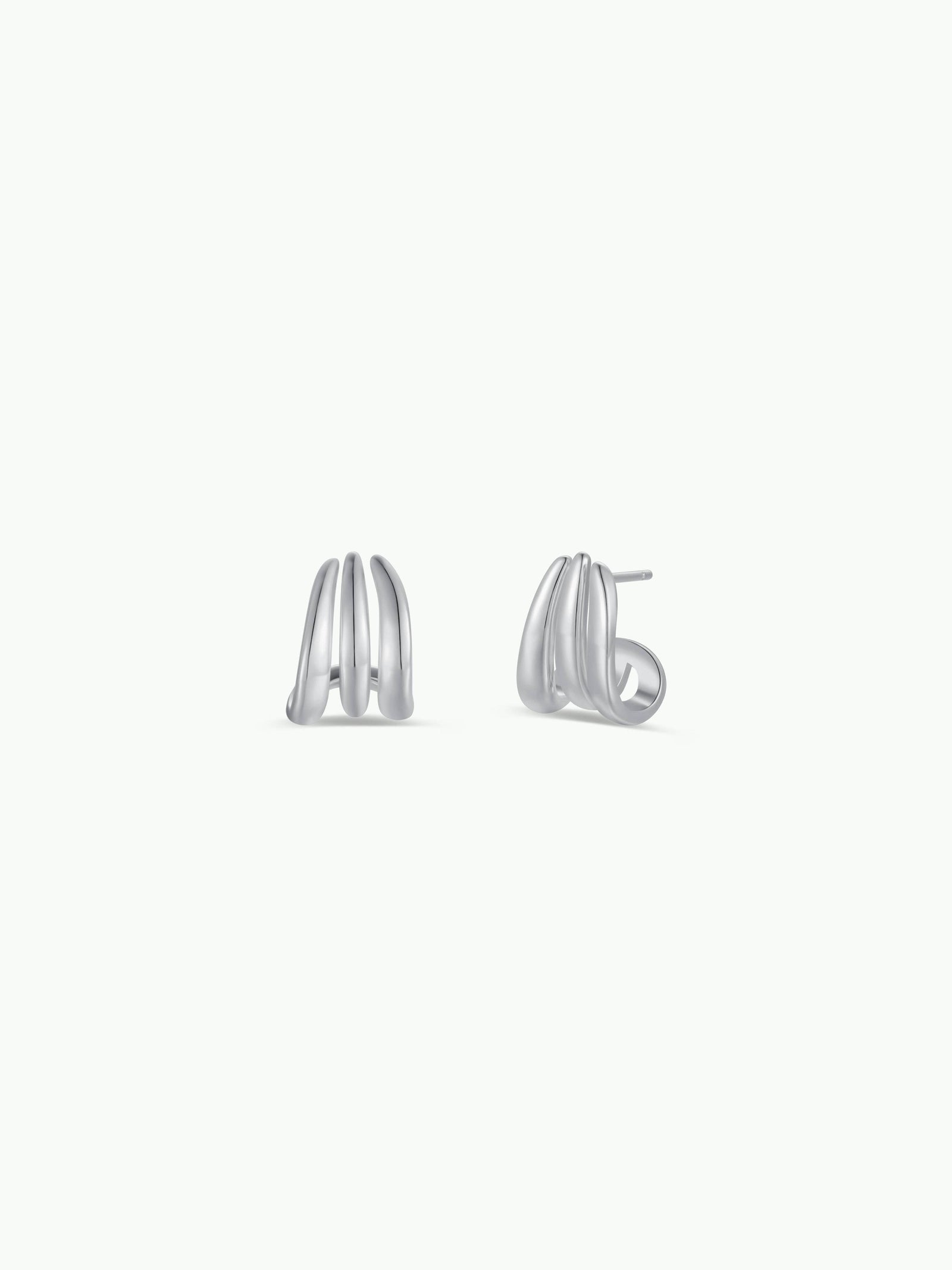 JaxKelly Fashion Silver Three Hoop Huggie - Earring