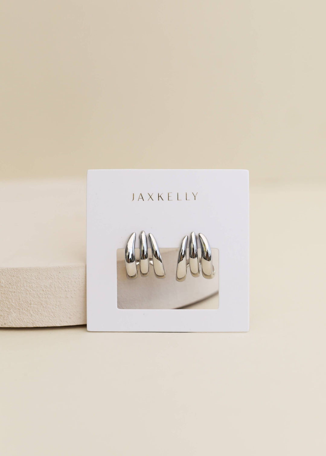 JaxKelly Fashion Silver Three Hoop Huggie - Earring